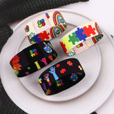 Colorful Puzzle Elastic Wrist Strap Care Autism Sports Elastic Cartoon Bracelet Washable Elastic